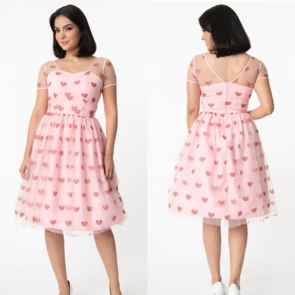 Valentines Day Magnolia Place Light Pink & Sparkling Hearts Dorothy Swing Dress